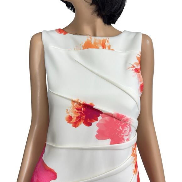 Calvin Klein Floral Scuba Knit Sheath Dress 10 Sunburst Bloomcore Party Wedding - Picture 8 of 14